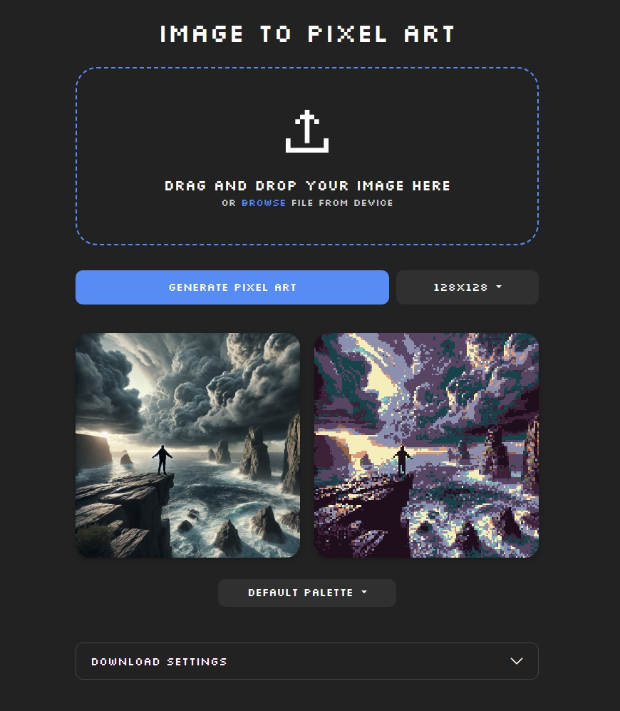 Image to Pixel Art Interface